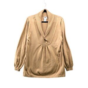 Monroe & Main Womens Cotton Cashmere Tan Sweater Shawl Collar Size L Pullover